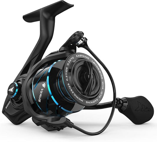 KastKing Verus Spinning Reel, Ultra-Lightweight 5oz Fishing Reel, 5.2:1/6.2:1 Gear Ratio, Aerodynamic Reel Rotor, 10+1 Stainless Steel Bearings, Lightweight Nylitech Body&Rotor, Carbon Fiber Drag
