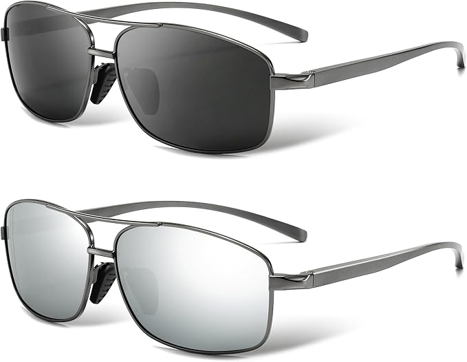 SUNGAIT Ultra Lightweight Rectangular Polarized Sunglasses Men UV400 Protection