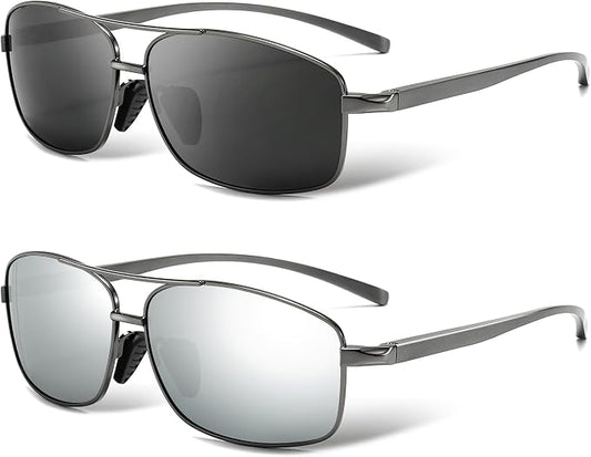 SUNGAIT Ultra Lightweight Rectangular Polarized Sunglasses Men UV400 Protection