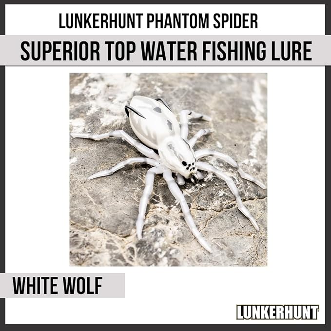 LUNKERHUNT Phantom Spider Lure for Bass Fishing (2.5 Inch) | Topwater Spider Fishing Lure with Natural Walking Action | Soft Hollow Body Weedless Hooks for Trout and Pike