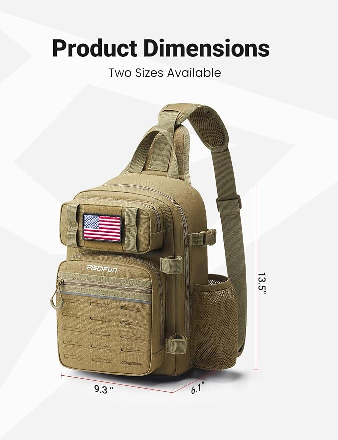 Piscifun Fishing Backpack Tackle Bag with 2 Rod Holders, Multi-Compartment Storage, MOLLE System, Water-Resistant Lightweight Outdoor Pack