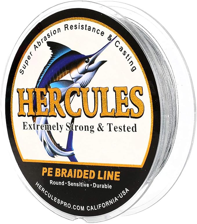 HERCULES Cost-Effective Super Cast 8 Strands Braided Fishing Line 10LB to 300LB Test for Salt-Water,109/328/547/1094 Yards(100M/300M/500M/1000M),Diam.#0.12MM-1.2MM,Hi-Grade Performance,Variety Colors