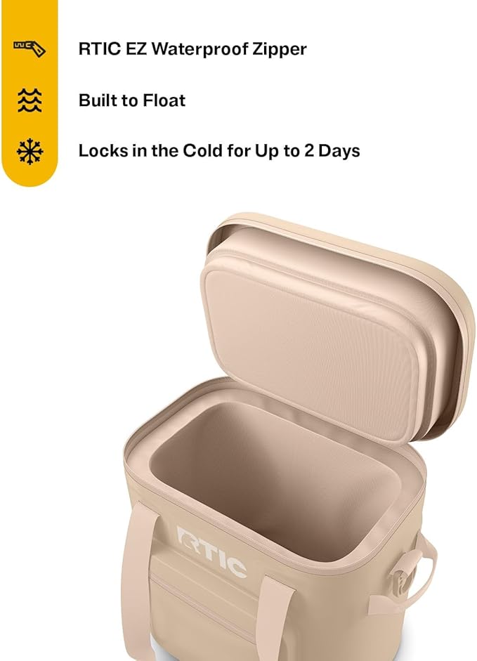 RTIC Ultra-Tough Soft Cooler Pro, Insulated, Waterproof, Leak Proof, Portable Floating Bag for Beverage, Drink, Lunch, Outdoor, Beach, Car, Camping, Picnic, Fishing, Boat
