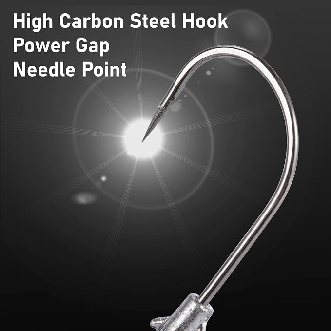 Dr.Fish 10 Pack Fishing Eyes Jigs 3D Eyes Trout Heads Bass Hook Saltwater Swimbait Jig Heads Freshwater Walleye Redfish Striper 1/2oz 3/8oz 1/4oz 3/16oz