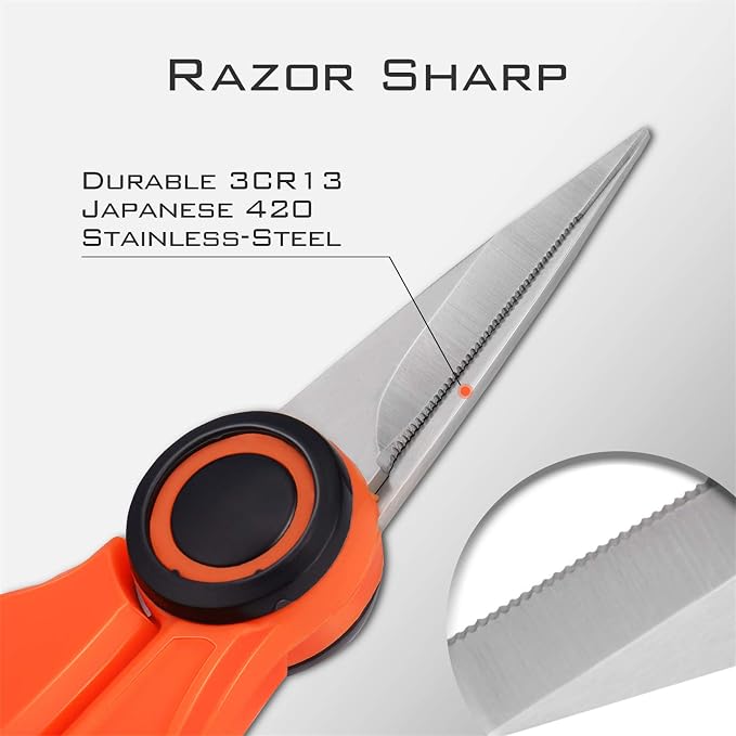 KastKing Fishing Line Scissors, Braided Line Cutters, w/Sheath, Super Sharp 3CR13 Japanese Stainless Steel Blades, Non-Slip TPR Handles, Includes Lanyard