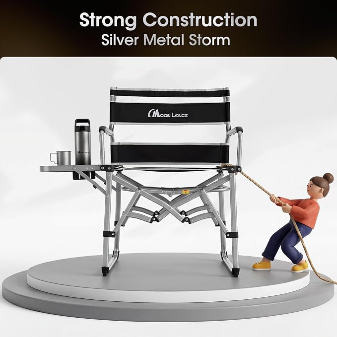 MOON LENCE Directors Camping Chair, Heavy Duty,Oversized Portable Folding Chair with Side Table for Beach, Fishing,Picnic,Lawn,Outdoor Event