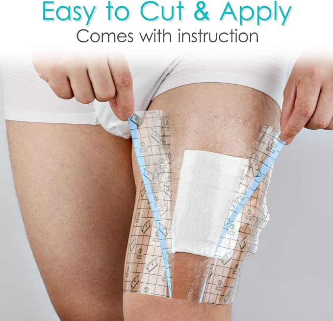 Waterproof Shower Bandage Protector [Pack of 50], 6"x8" Dialysis Catheter Shower Cover Wound PD Peritoneal Dialysis Chemo Port Chest Feeding Tube G-Tube PICC Line Film Dressing