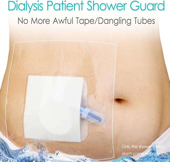 Waterproof Shower Cover Shields Dialysis Port Picc Line Chest Catheter PD Peritoneal Dialysis Chemo, Non-Stick Center Pad forFeeding Tube Peg G-Tube Patient Bandage Protector, 12"x12"(Pack of 14)