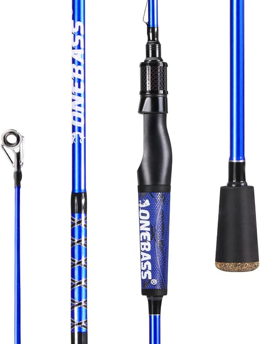 One Bass Fishing Rods,IM7 Graphite Spinning Rod & Casting Rod, 2 Pc Strong Quality Baitcasting Rod with Super Polymer Handle
