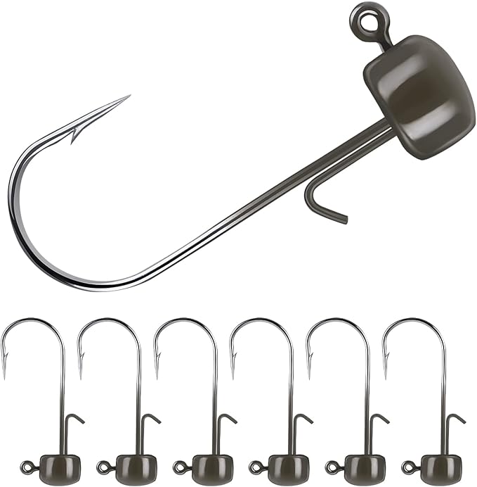 MadBite by KastKing Ned Rig Jig Heads for Soft Fishing Lures, 24-Pack Finesse Standard Mushroom Stand-up Ned Heads Kit, Needle Point Saltwater & Freshwater Versatility Ned Rig Hooks 1/8, 1/16, 3/16 oz