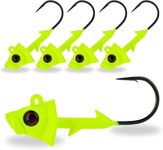 Reaction Tackle Swimbait Jig Head/Weighted Hooks for Saltwater and Freshwater/Realistic Fish Head (5 Pack)