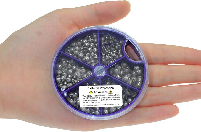Fishing Weights Sinkers, Split Shot Sinkers Kit Removable Round Lead Weights Assorted Sizes (100/117/205/250PCS) for Bass Trout Panfish Fishing