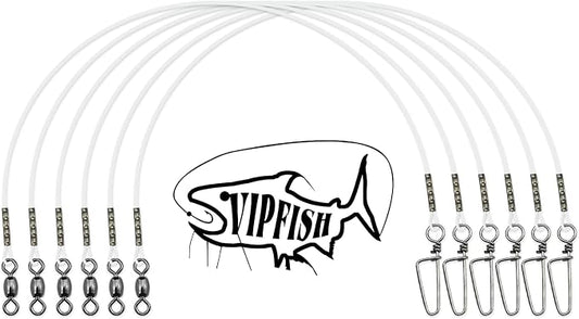 Fishing Fluorocarbon Leader with Crane Swivel and Snaps - Heavy Duty 20-80lb Fluorocarbon Leader Connects Lures, Bait, or Hooks for Saltwater & Freshwater Fishing