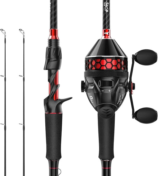 KastKing Brutus Twin-Tip Fishing Rod and Reel Combo, Baitcaster, Spinning & Spincast Combos, IM6 Graphite 2-Piece Rod with Backup Tip Section, EVA Handle, Durable & Sensitive, Freshwater Fishing