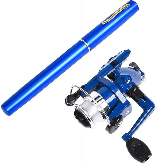 Pen Fishing Rod Kit,Pocket Size Fishing Rod,Mini Pocket Telescopic Rod with Spinning Reel,Portable Collapsible Telescopic Fishing Pole,Fishing Rod Reel Combo Kit for Saltwater Freshwater