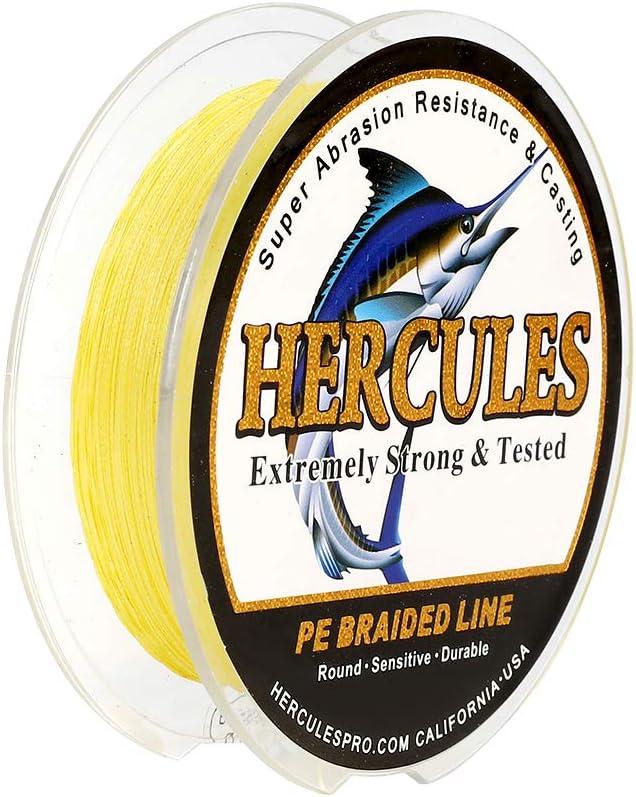 HERCULES Cost-Effective Super Strong 4 Strands Braided Fishing Line 6LB to 100LB Test for Salt-Water, 109/328 / 547/1094 Yards (100M / 300M / 500M / 1000M), Diam# 0.08MM - 0.55MM, Hi-Grade