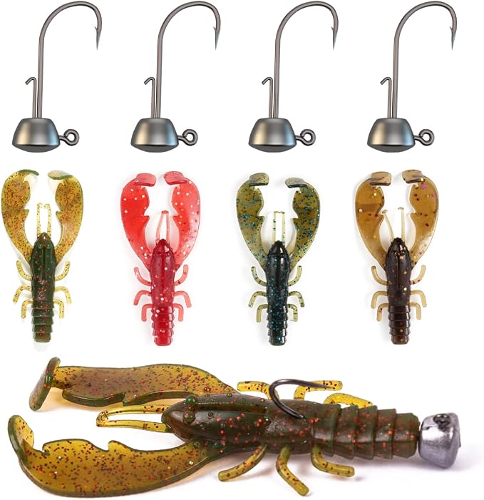 Ned Rig Baits Kit,TRD Soft Plastic Worms or Crawfish for Bass Fishing