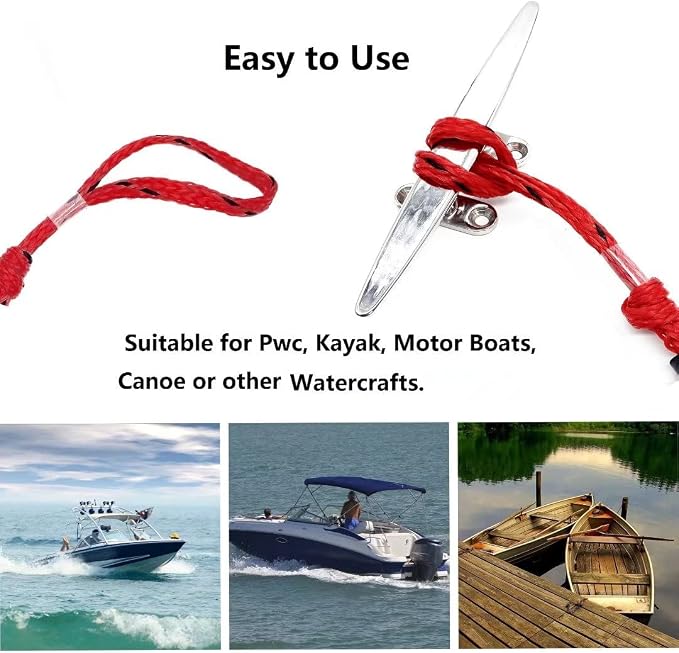Bungee Dock Lines for Boat Shock Absorb Dock Tie Mooring Rope Boat Accessories 4-5.5 ft,4Pack (RED&Black spot)