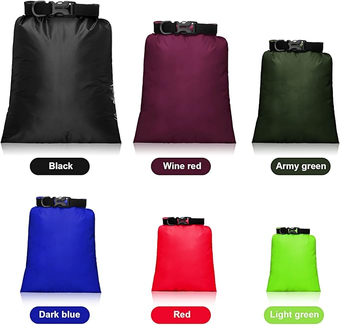 Shappy 6/12 Pcs Waterproof Dry Bags, Lightweight Outdoor Waterproof Dry Stuff Sacks 15/8/5/4/3/2 L and Long Adjustable Shoulder Strap for Kayaking Rafting Boating Hiking Camping