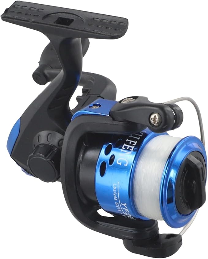 Fishing reel with lightweight 153g construction, 5 2 1 gear ratio for quick line retrieval and various fishing applications