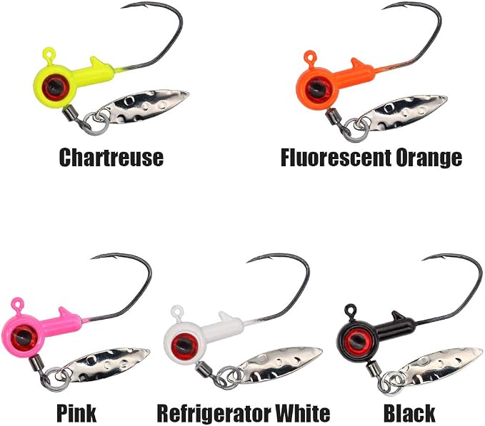 XFISHMAN Crappie-Jigs-Heads-Kit 1/8 1/16 1/32oz 50 Pack Panfish Fishing Jigs Lead Head Jig Hook Lure