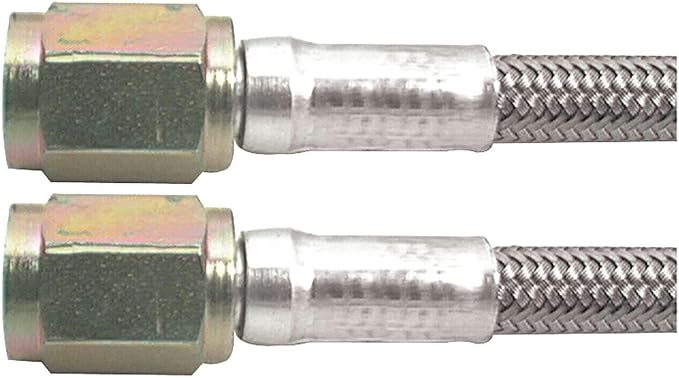 Allstar Performance AN Hose Assembly, 36 in Long, 3 AN Hose, 3 AN Straight Female to 3 AN Straight Female, Braided Stainless, PTFE Lined, Each