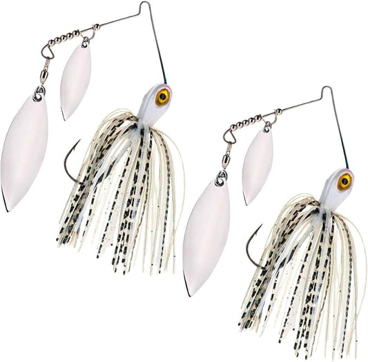 Reaction Tackle Tungsten Spinner Bait Spinnerbait - Double Willow Blade Bass Fishing Lure - Compact Profile Heavy Casting 97% Tungsten (2-Pack)