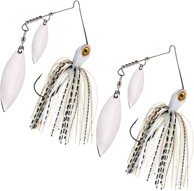 Reaction Tackle Tungsten Spinner Bait Spinnerbait - Double Willow Blade Bass Fishing Lure - Compact Profile Heavy Casting 97% Tungsten (2-Pack)