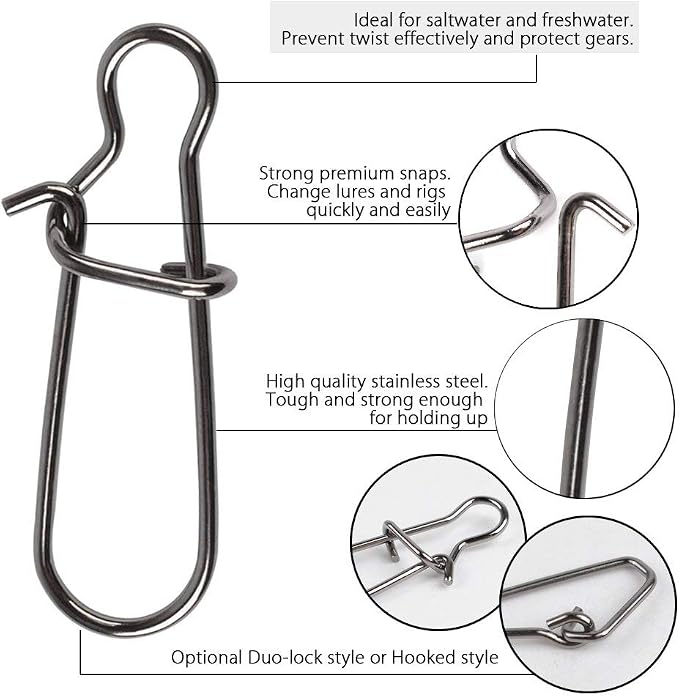 Dr.Fish Sinker Slides for Fishing, Sinker Weight Silder Line Slide Sleeve Swivel Duo Lock Snaps for Saltwater Surf Bottom Fishing Fish Fider Rig Catfish Rig