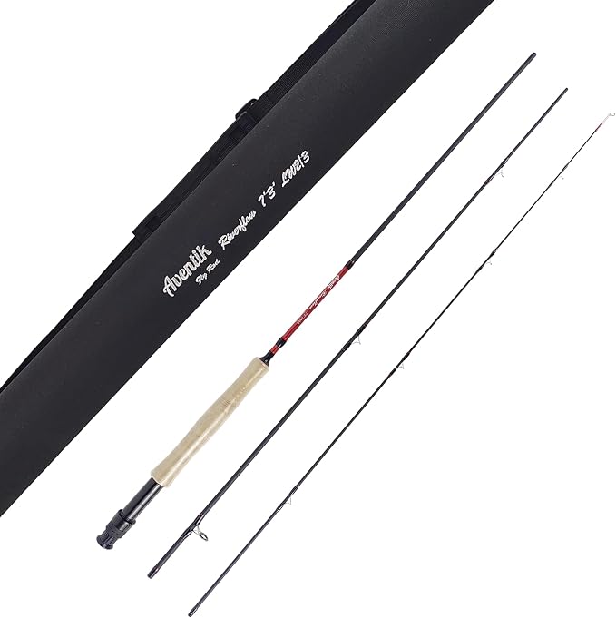 Aventik Riverflow Fly Fishing Rod: 3-Piece (6'1" 0/1wt, 7'3" 2/3wt) & 4-Piece (9'0" 5/6wt) Ultralight Graphite Travel Rod, High Modulus Fast Action Carbon Fiber Rod with Tube