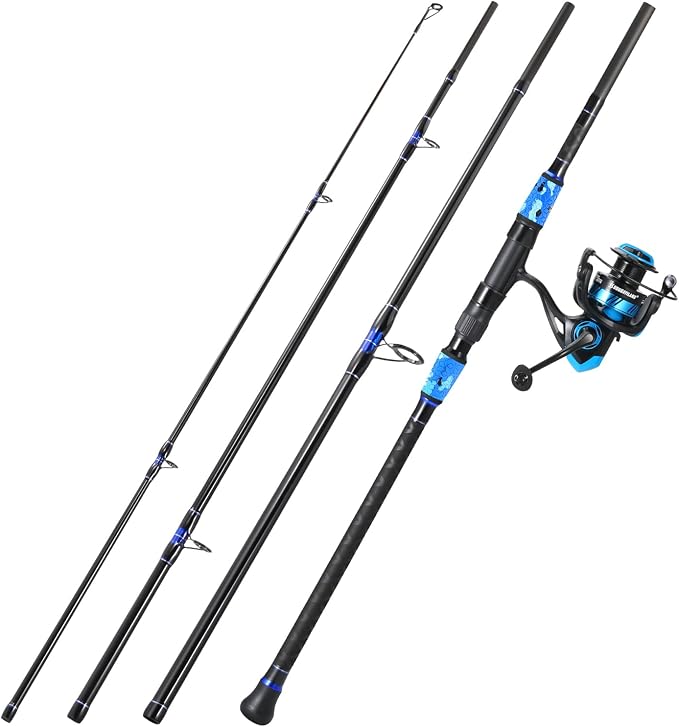 Sougayilang Surf Fishing Rod and Reel Combo, 4 Piece MH/H Saltwater Fishing Combo with 5000 Size Spinning Reel(12'/15')