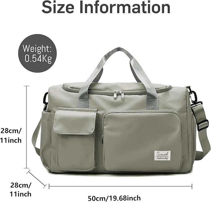 Suruid Travel Duffel Bag with Shoes Compartment Sports Gym Bag with Dry Wet Separated Pocket for Men and Women, Overnight Bag Weekender Bag Training Handbag Yoga Bag - Dark Green