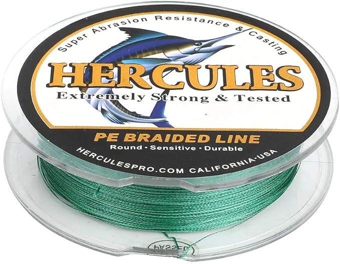 HERCULES Cost-Effective Super Strong 4 Strands Braided Fishing Line 6LB to 100LB Test for Salt-Water, 109/328 / 547/1094 Yards (100M / 300M / 500M / 1000M), Diam# 0.08MM - 0.55MM, Hi-Grade
