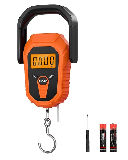Digital Fishing Scale with Lip Gripper & Tape Measure, 110lb/50kg Waterproof Fish Weight Scale with LCD Display, Hanging Fish Weigher for Bass Fishing & Boat, Perfect Fishing Gifts for Men
