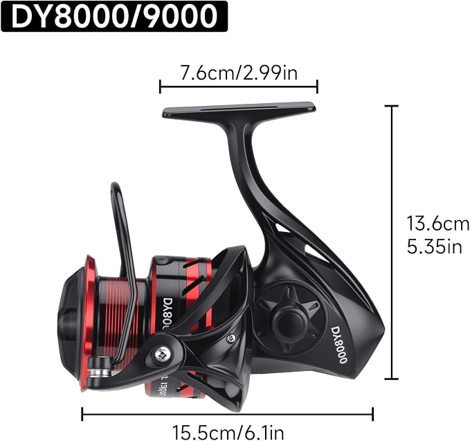 HAUT TON Spinning Reel 8000/9000/13000/15000, 3+1BB Full Metal Surf Fishing Reels,4.5:1Gear Ratio 44lbs Max Drag Medium/Heavy Long Casting Inshore&Offshore Saltwater Fish