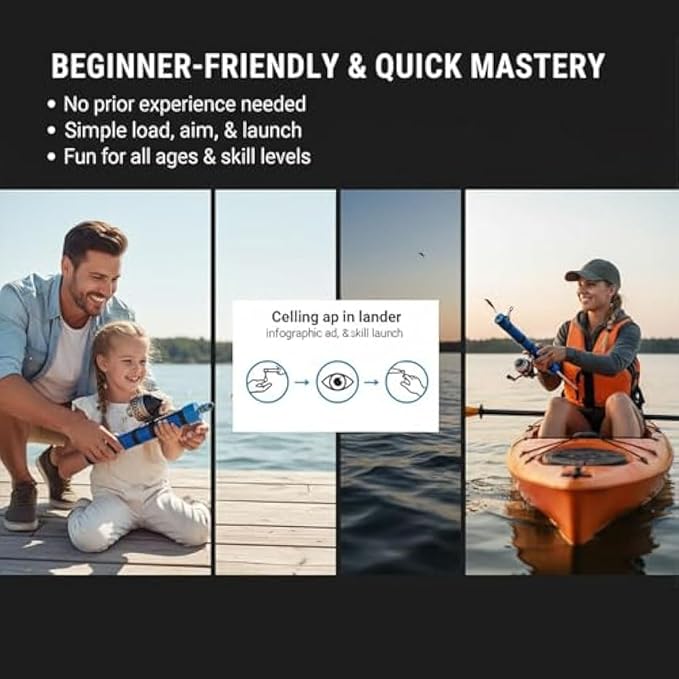 Catapult Fishing Rod, 2026 Upgrade Compact Sling Shot Fishing Reel, Portable Fly Fishing Pole for Kids, Freshwater and Saltwater Fishing Lures for Outdoor Hunting and Traveling