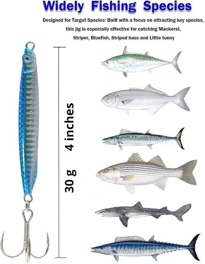 Saltwater Fishing Lures Fishing Jigs Fishing Spoons for Striped bass, Pompano, Spanish Mackerel ，Bluefish