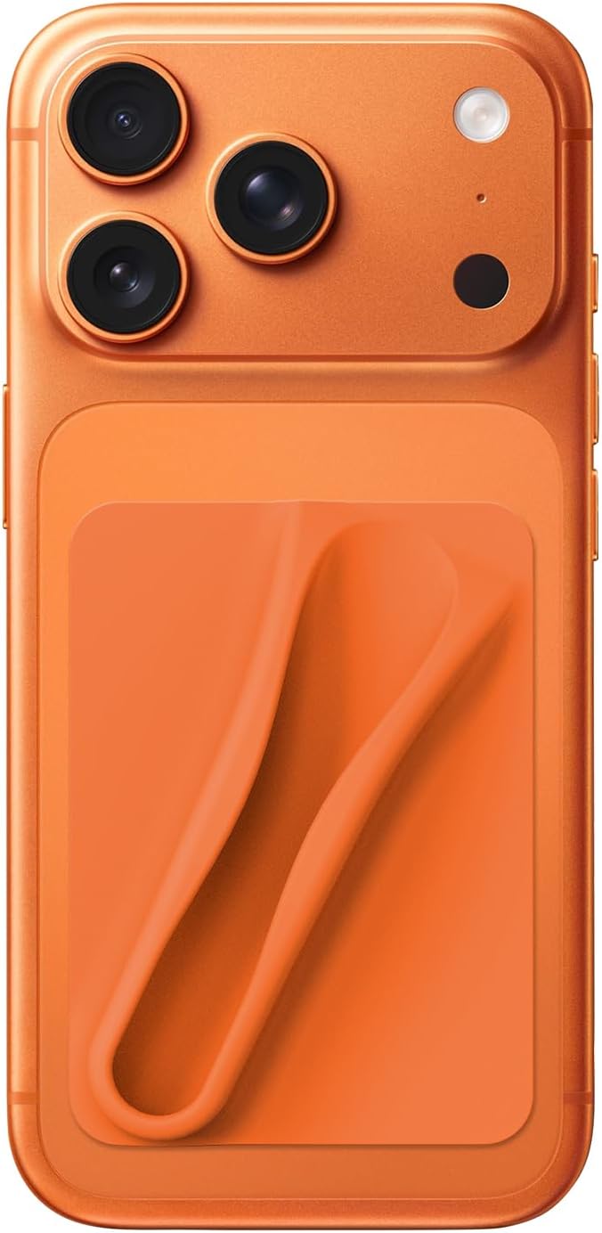 DOB SECHS Silicone Lip Holder for Cell Phone Lipstick Lip Glaze Phone Case Back Stick On Holder for iPhone and Android Smartphone,Grey+Dark Orange