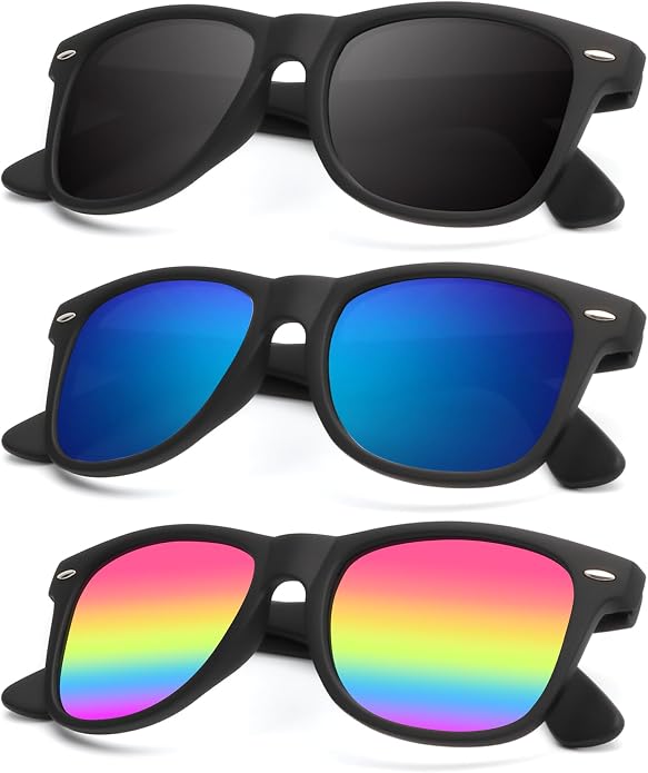 KALIYADI Polarized Sunglasses for Men and Women Matte Finish Sun glasses Color Mirror Lens UV Blocking (3 Pack)