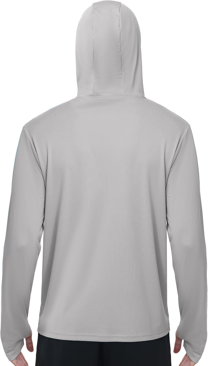 FISHEAL Men's Performance Fishing Hoodie Shirt - UPF 50+ Sun Protection Long Sleeve Thumbholes Shirts with Neck Gaiter