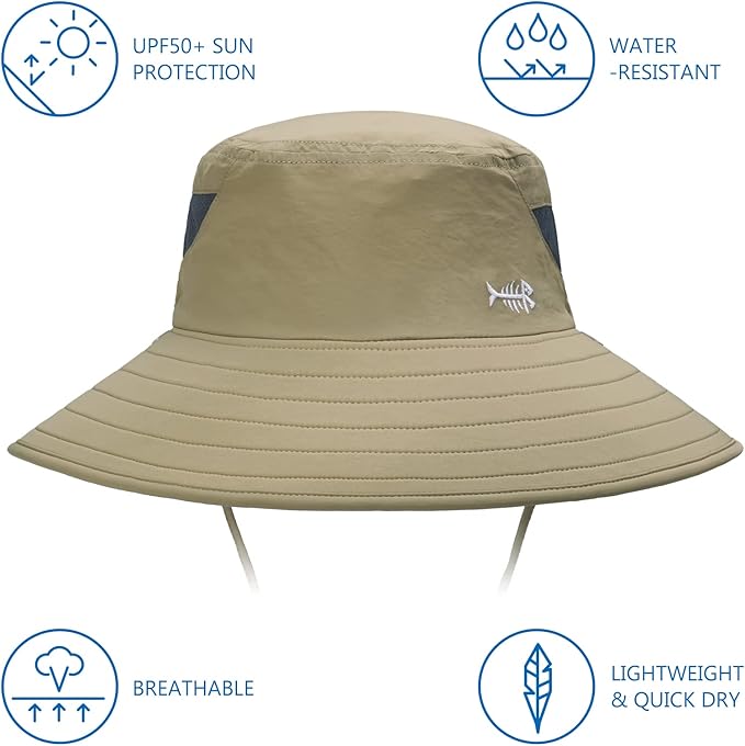 BASSDASH UPF 50+ Breathable Sun Hat with Removable Face Cover and Neck Flap Wide Brim Bucket Hat for Fishing Hiking Men Women