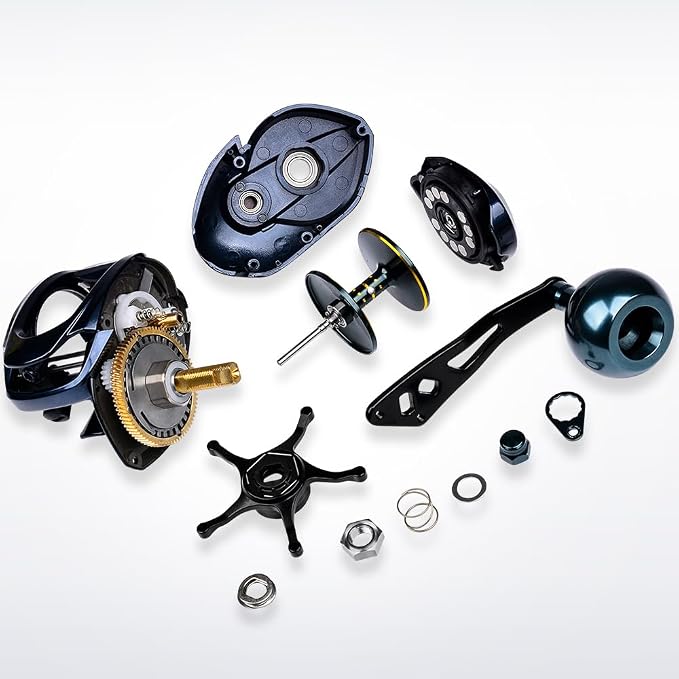Baitcasting Fishing Reels - 500 Size Casting 6.5:1 Gear Ratio Speed Spool Baitcaster Reels - 6+1 BB Carbon Fiber Drag Magnetic Braking System Low Profile Saltwater Offshore Fishing Baitcasting Reel