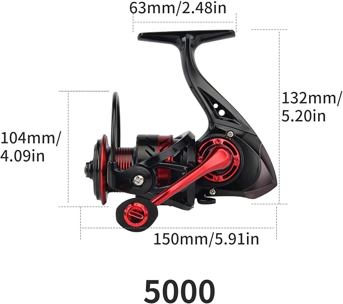 HAUT TON DY Fishing Reel, Saltwater Freshwater Spinning Reel, 33LBs Max Drag, 3+1 Ball Bearings, 5.2:1High Speed Gear Ratio, Spinning Fishing Reels