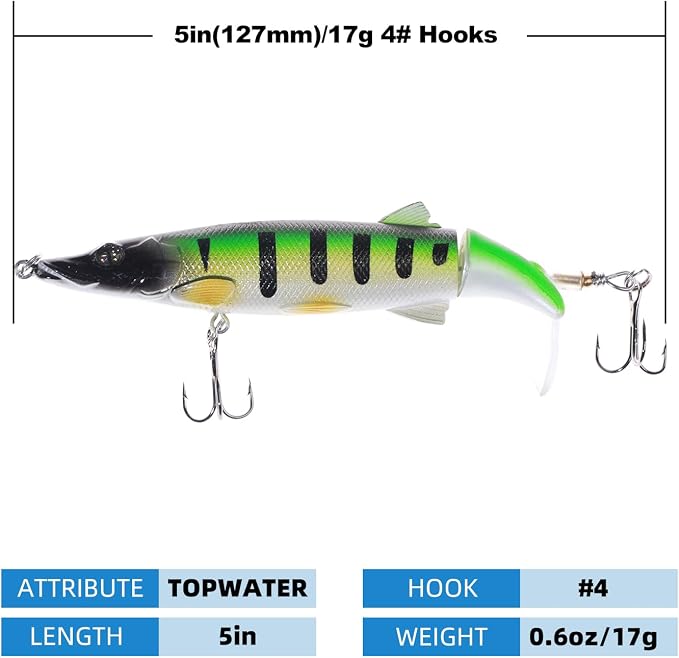 Bass Fishing Lures, Jointed Swimbait Glide Bait for Bass, Trout & Pike – Lifelike Fishing Lure with 3D Eyes, Built-in Rattle Chamber, Triple Hook – Realistic Fishing Lures for Freshwater & Saltwater