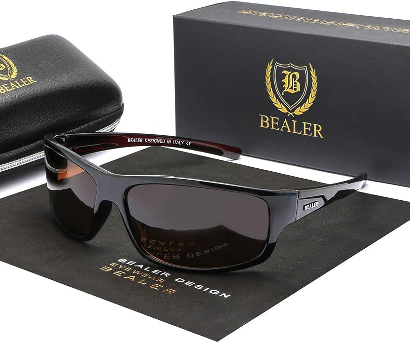 BEALER Polarized Sports Sunglasses for Men Lightweight TR90 Frame Sun Glasses Driving Cycling Fishing UV Protection Shades