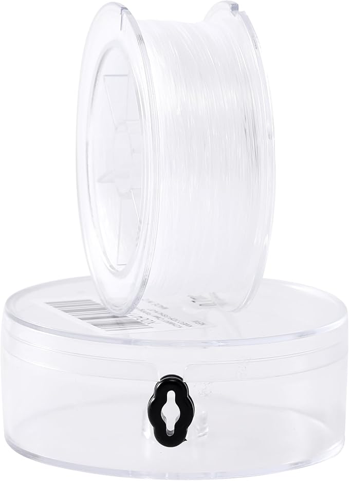KONMAY Clear Fishing Wire with Case, 55Yards 0.7mm Monofilament Nylon Fishing Line, Invisible Craft String for Hanging Ornaments, Decorations, Crafting, Balloon Arch, Beading and Jewelry Making