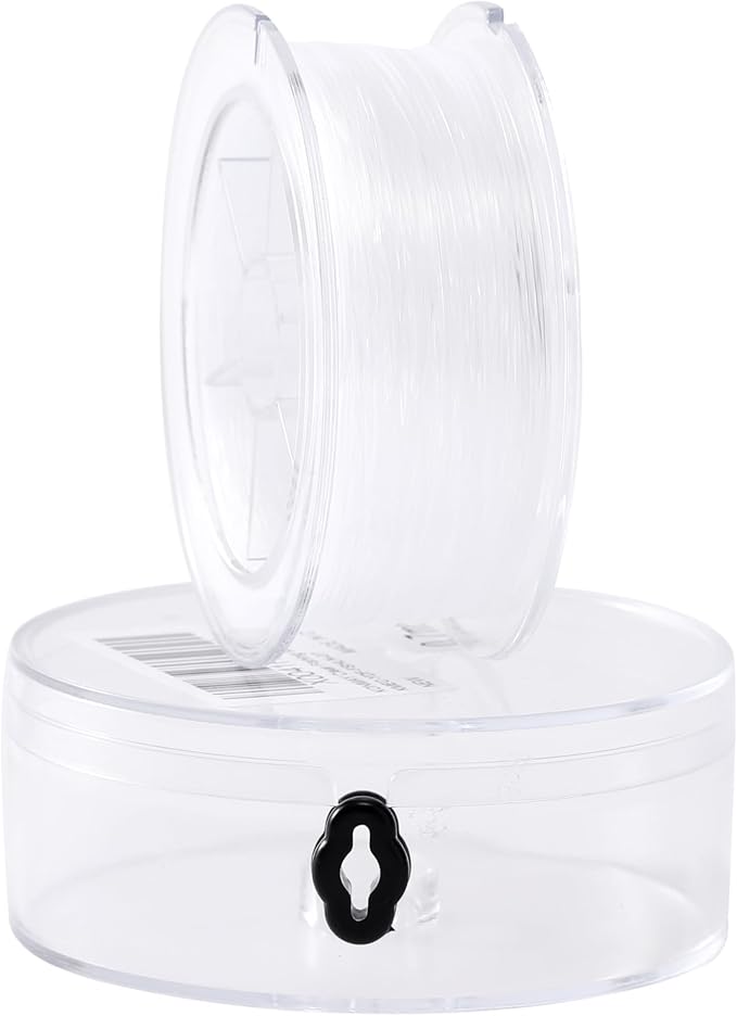 KONMAY Clear Fishing Wire with Case, 50 Yards 0.8mm Monofilament Nylon Fishing Line, Invisible Craft String for Hanging Ornaments, Decorations, Crafting, Balloon Arch, Beading and Jewelry Making