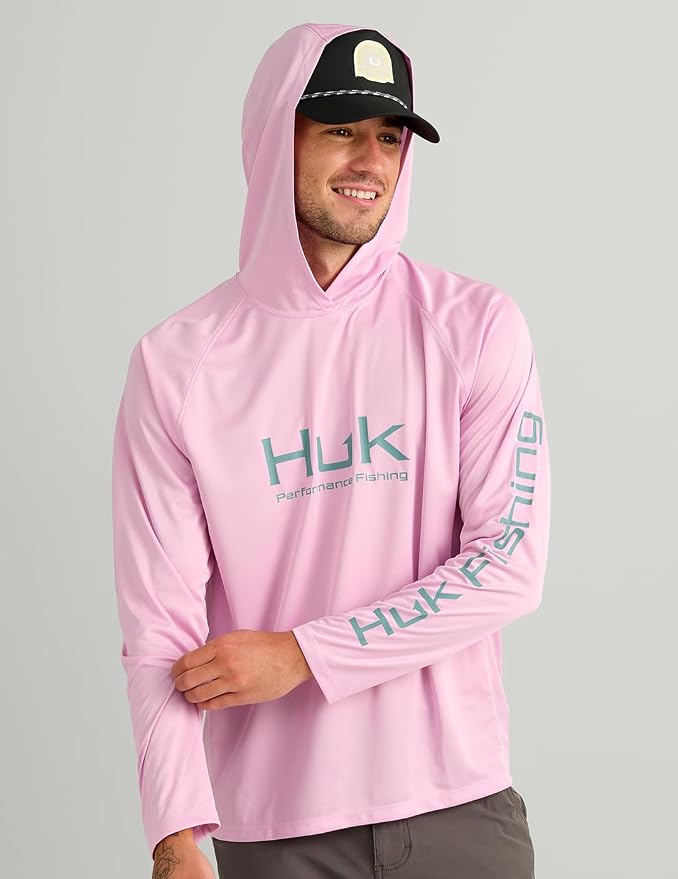 HUK Mens Pursuit Vented Long Sleeve Hoodie, Fishing Shirt with Hood