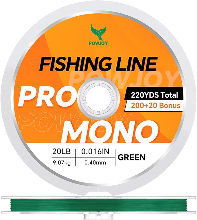 Pro Monofilament Fishing Line with Knot Instruction Cards for Multi Purpose Cost Effective, Strong Yet Thin Nylon String for Big Fishes, Tangle-Free & UV Resistant, 15/20/30/50/80LB