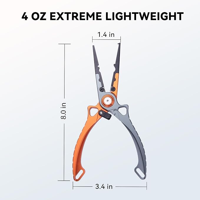 Fishing Pliers Hook Remover, Saltwater Split Ring Pliers with Safety Lock, Fishing Gear with Sheath and Lanyard, Fishing Gifts for Men